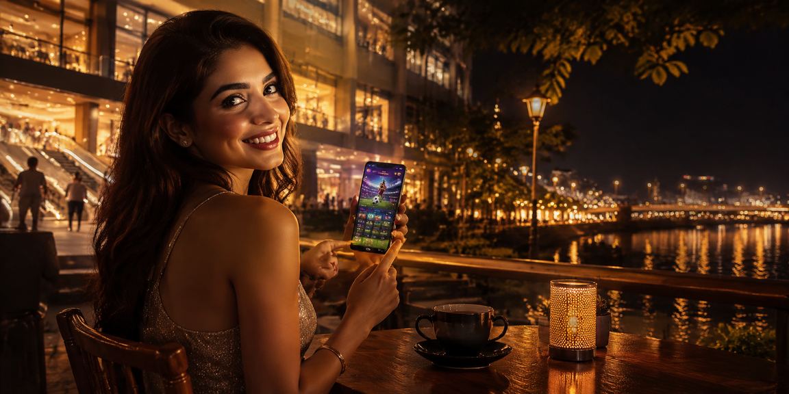 Mobile casino app interface displayed in a Delhi setting