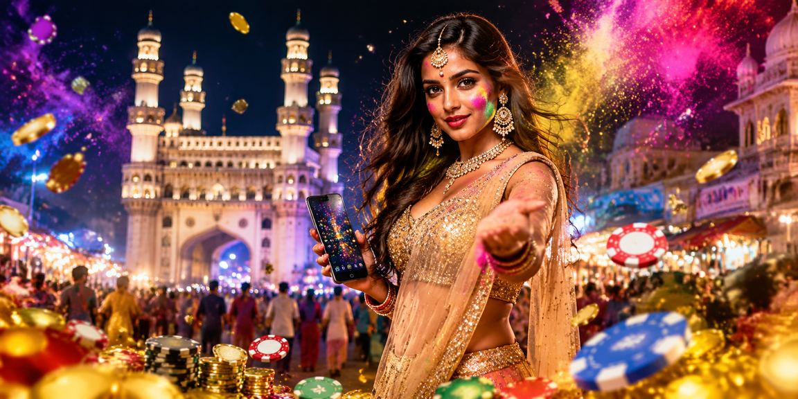 User running Aviator casino game on mobile during Holi festival in Hyderabad