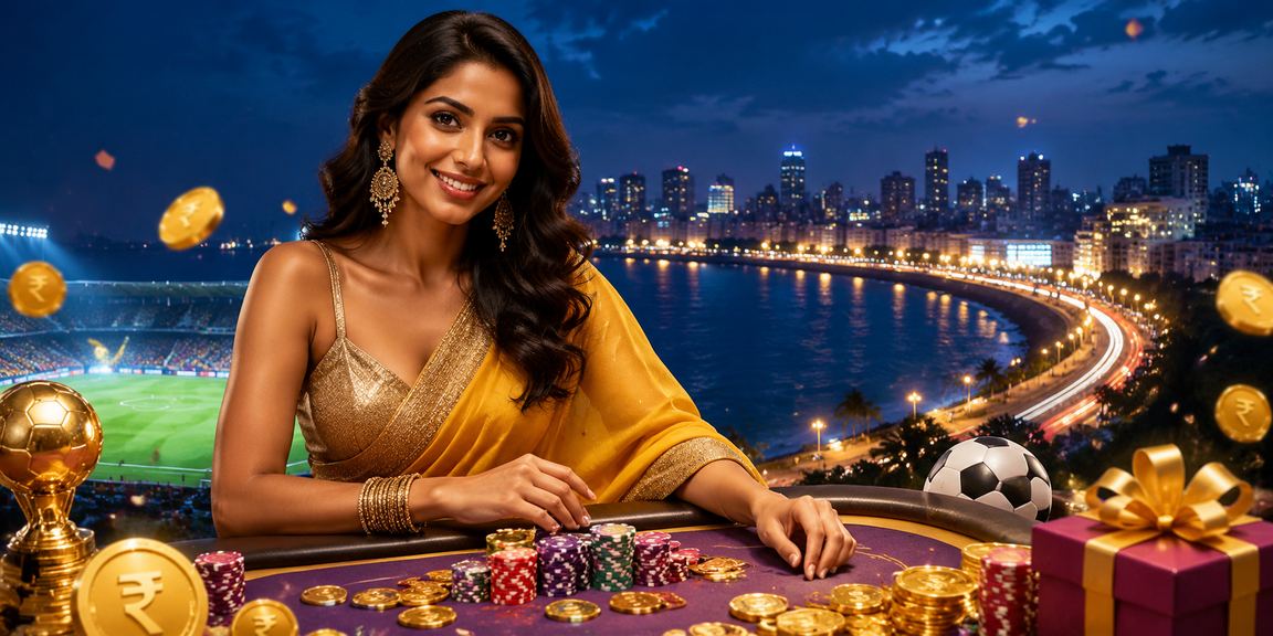Mumbai Marine Drive illuminated with football and rupee symbols for betting
